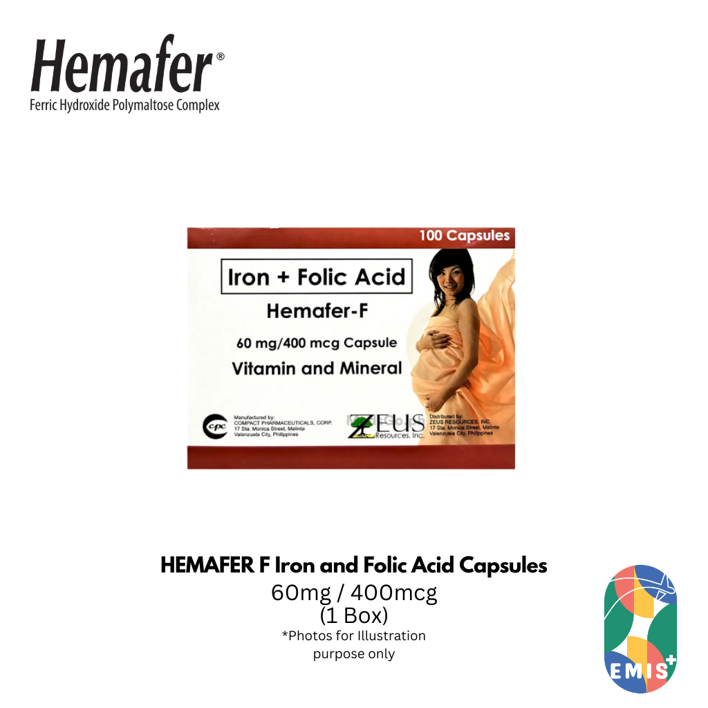 HEMAFER F Iron and Folic Acid 60mg 400mcg Capsules