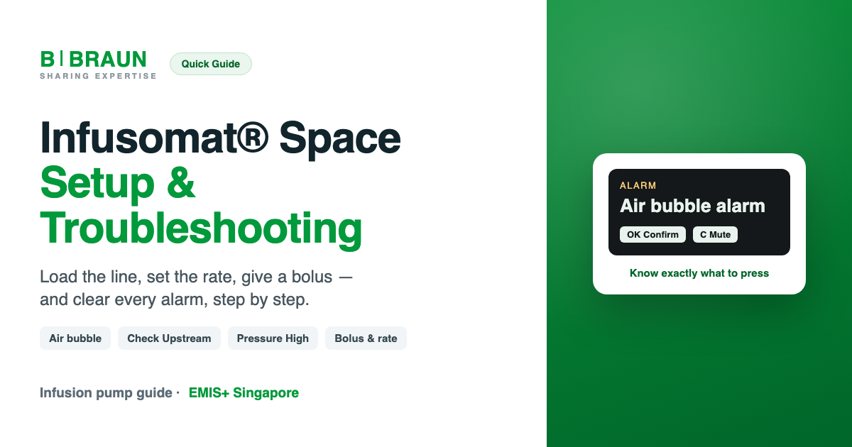 B. Braun Infusomat Space setup & troubleshooting guide — EMIS+ Singapore