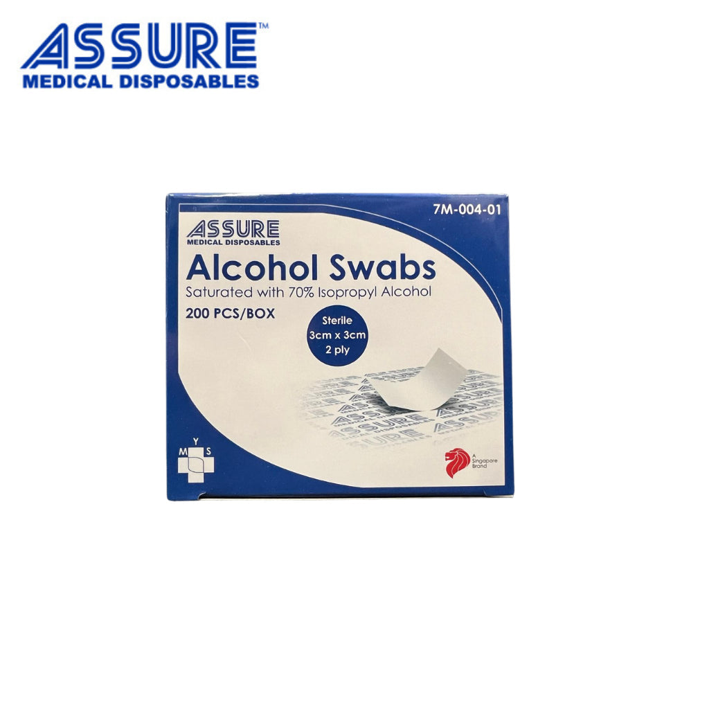 ASSURE Alcohol Swab 2-Ply 3cm x 3cm – 70% Isopropyl Alcohol (Box of 200)