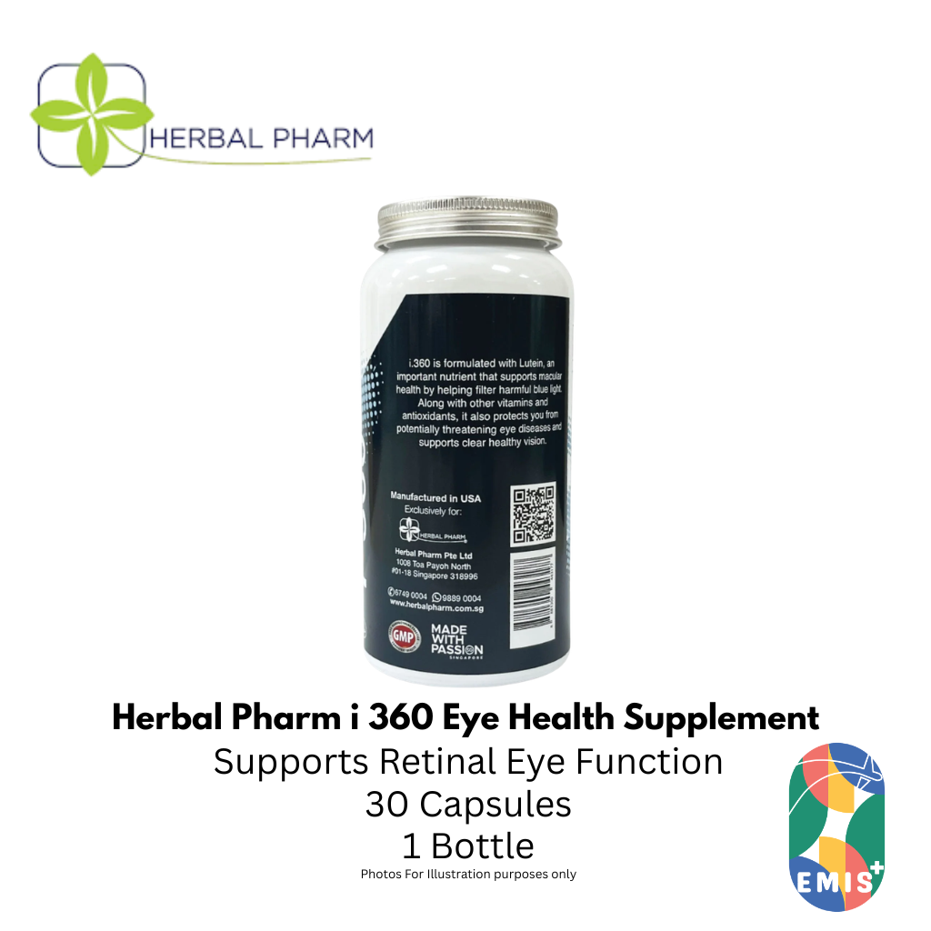 Herbal Pharm i 360 Eye Health Supplement with Lutein and Zeaxanthin 30 V Capsules – Buy in Singapore | EMIS+ Medical Supplies