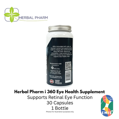 Herbal Pharm i 360 Eye Health Supplement with Lutein and Zeaxanthin 30 V Capsules – Buy in Singapore | EMIS+ Medical Supplies
