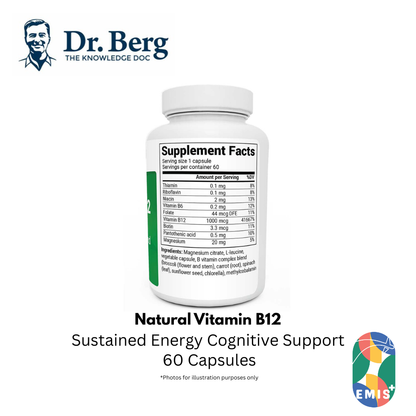 Dr. Berg Natural Vitamin B12 - 1000 mcg Methylcobalamin with B Complex & Magnesium - Boost Energy & Focus