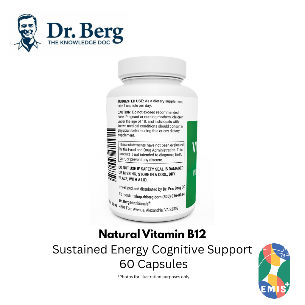 Dr. Berg Natural Vitamin B12 - 1000 mcg Methylcobalamin with B Complex & Magnesium - Boost Energy & Focus
