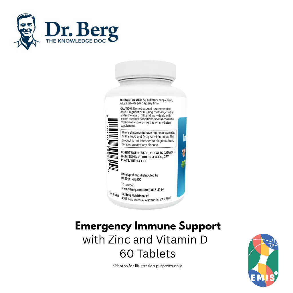 Dr Berg Emergency Immune Support with Zinc and Vitamin D 60 Tablets – product image 2 | EMIS+ Singapore