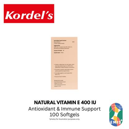 KORDEL’S NATURAL VITAMIN E 400 IU – product detail view 6 | EMIS+ Singapore medical supplies
