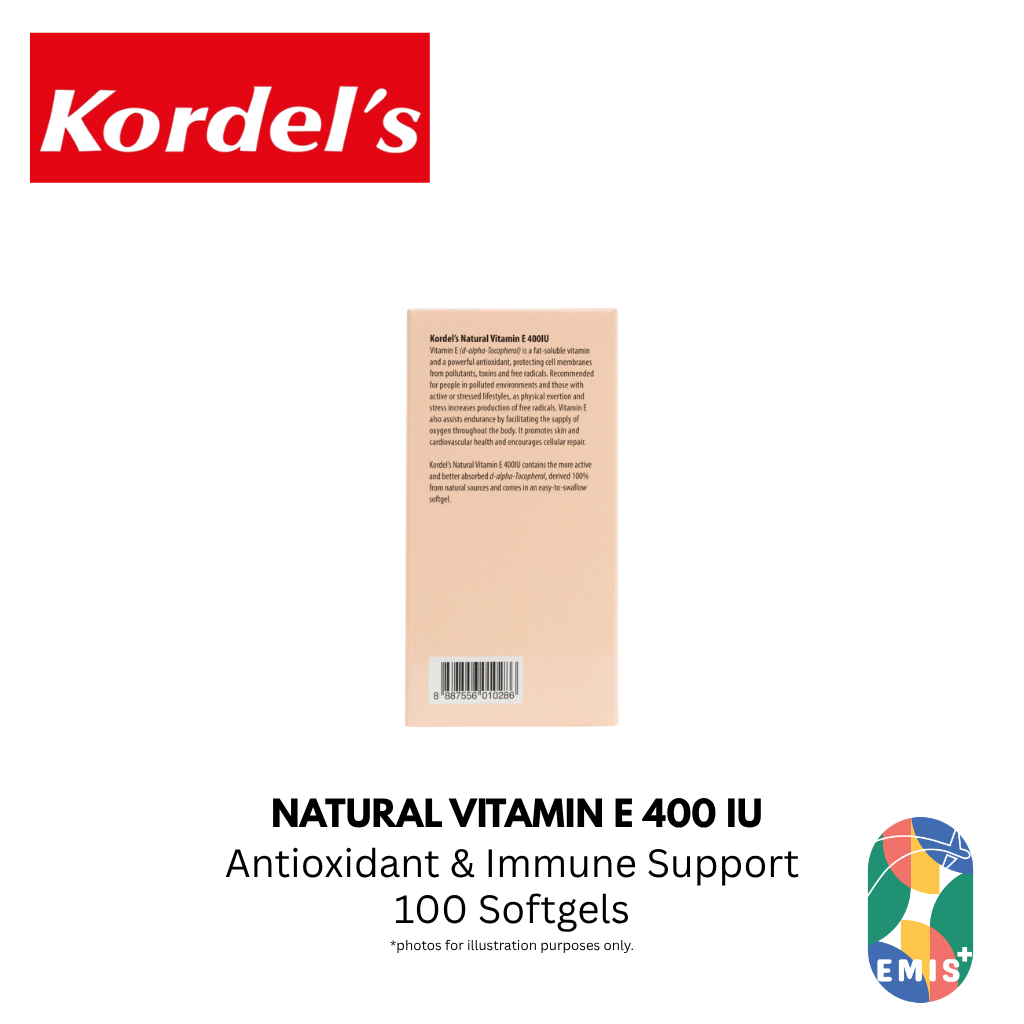 KORDEL’S NATURAL VITAMIN E 400 IU – product detail view 4 | EMIS+ Singapore medical supplies