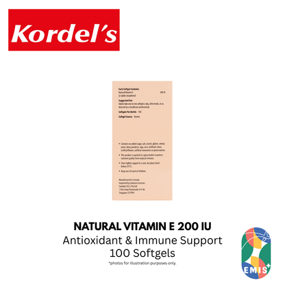 KORDEL’S NATURAL VITAMIN E 200 IU – product detail view 5 | EMIS+ Singapore medical supplies