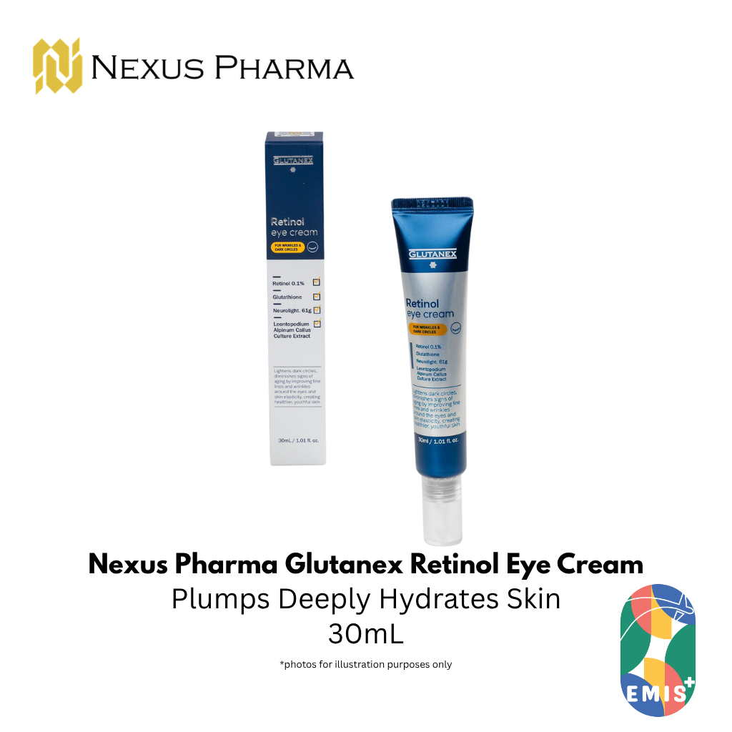 Nexus Pharma Glutanex Retinol Eye Cream: Target Wrinkles & Dark Circles for Youthful Eyes – Skincare available at EMIS+ Singapore