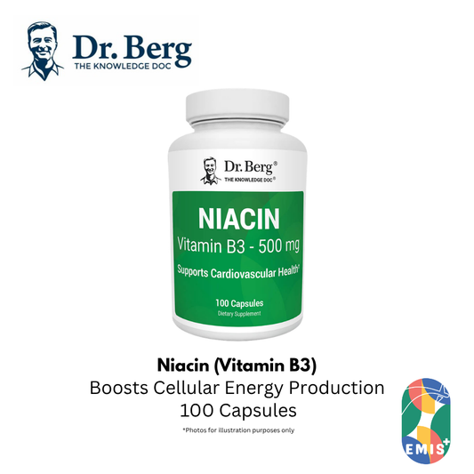 Dr Berg Niacin 500 mg Vitamin B3 Capsules - 100 Day Supply for Heart Health & Energy — buy online at EMIS+ Singapore