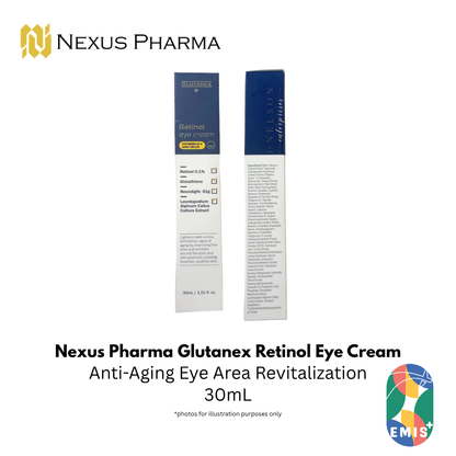 Nexus Pharma Glutanex Retinol Eye Cream: Target Wrinkles & Dark Circles for Youthful Eyes – product detail view 3 | EMIS+ Singapore medical supplies