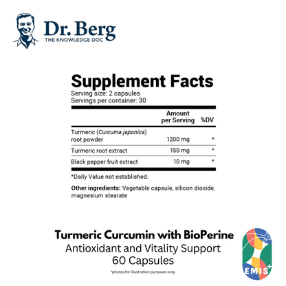 Dr. Berg Turmeric Curcumin with BioPerine - Maximum Absorption 60 Capsules – Buy in Singapore | EMIS+ Medical Supplies