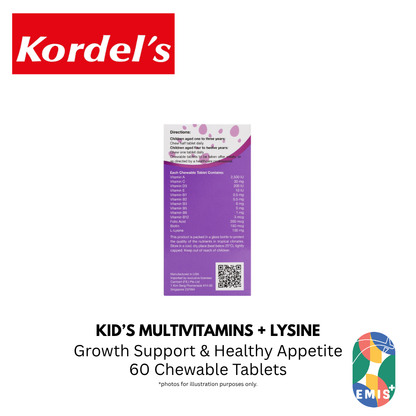 KORDEL’S KID’S MULTIVITAMINS + LYSINE – product detail view 6 | EMIS+ Singapore medical supplies