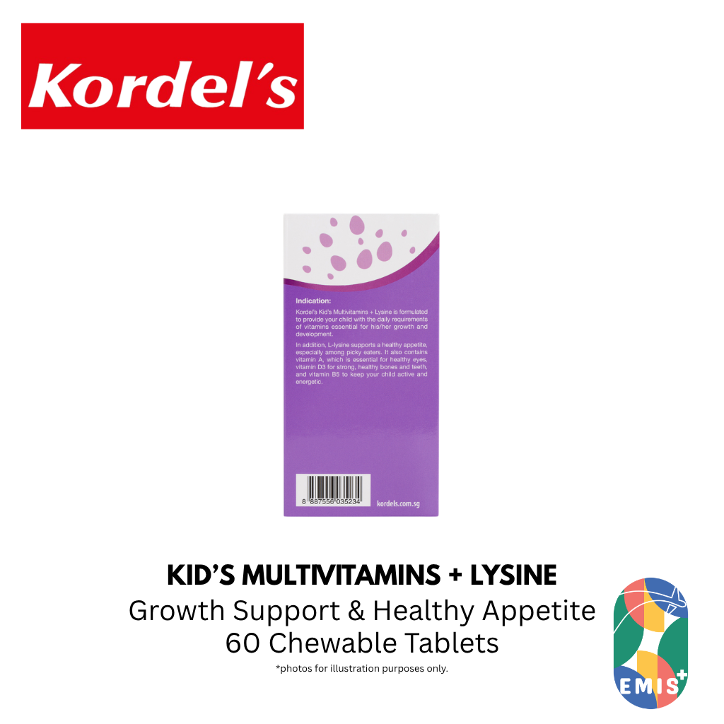 KORDEL’S KID’S MULTIVITAMINS + LYSINE – product detail view 5 | EMIS+ Singapore medical supplies