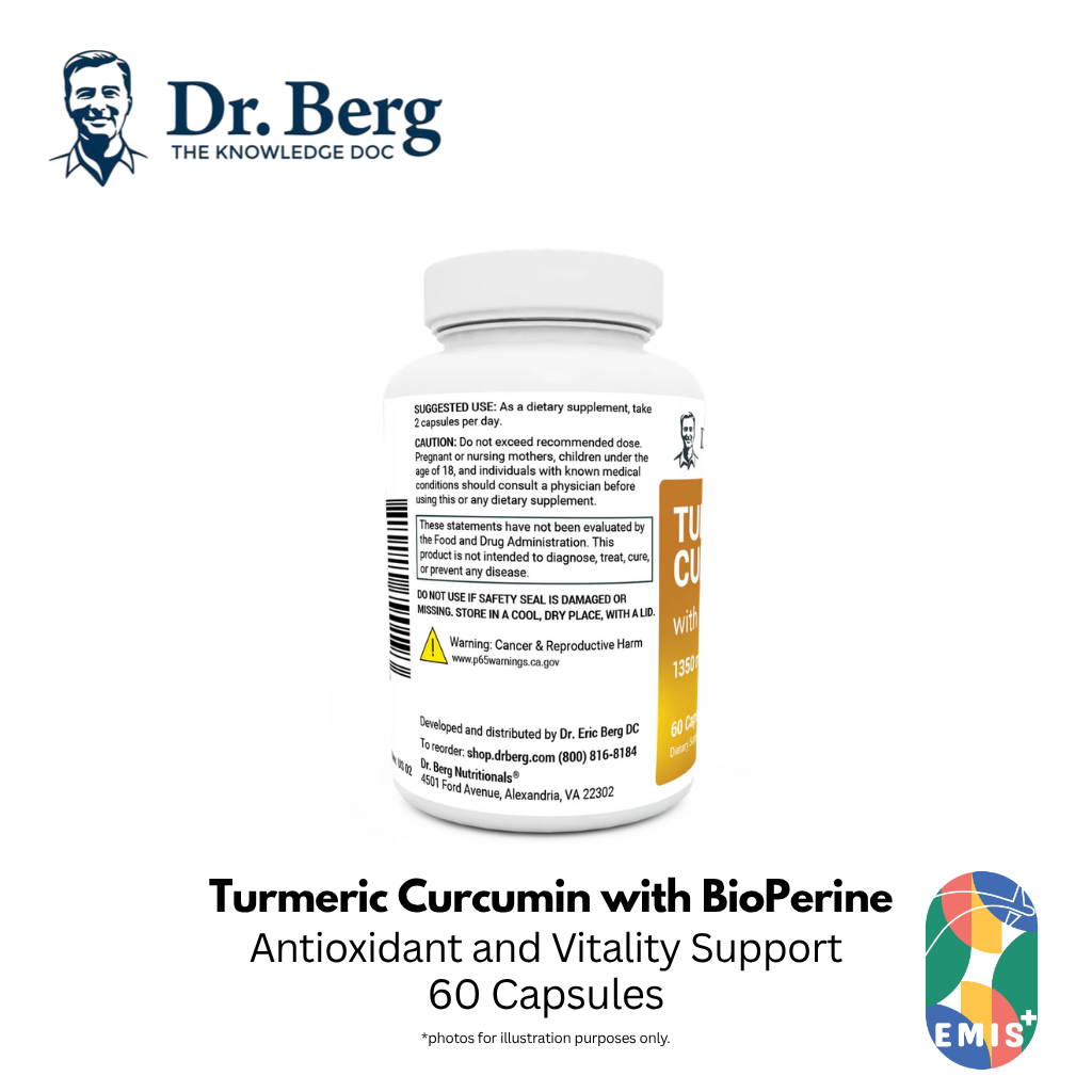 Dr. Berg Turmeric Curcumin with BioPerine - Maximum Absorption 60 Capsules – Buy in Singapore | EMIS+ Medical Supplies