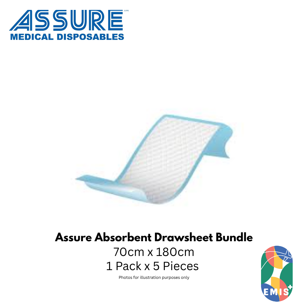 Bundle of 3 Assure Drawsheet 70cm x 180cm With Absorbent Pad 5s per Pack (image 2)