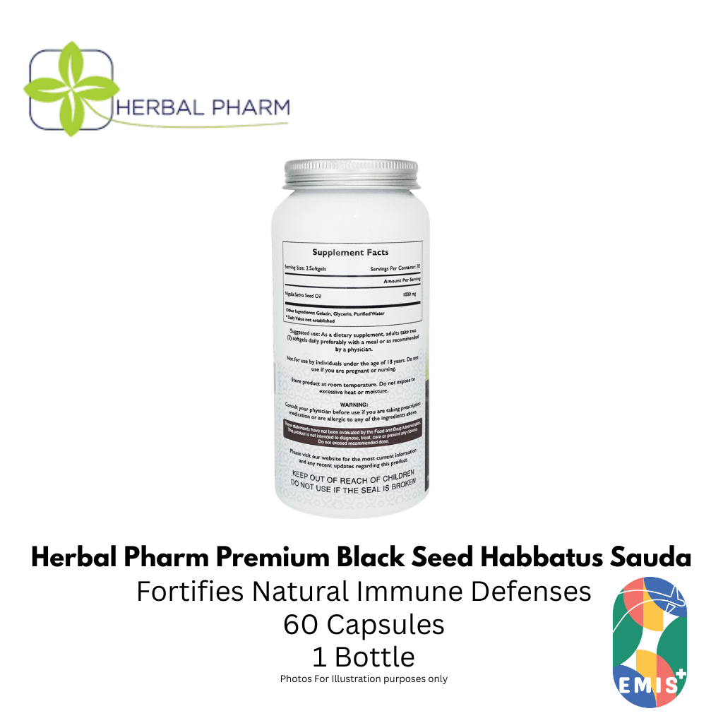 Herbal Pharm: Premium Black Seed (Nigella Sativa) 60 Softgels for Immune & Wellness product image 3 – EMIS+ Singapore