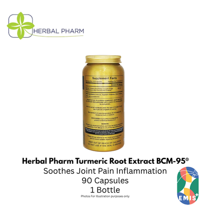 Herbal Pharm BCM-95® Turmeric Root Extract - 90 V-Capsules for Joint & Immune Support product image 2 – EMIS+ Singapore