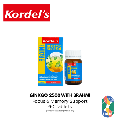 KORDEL’S GINKGO 2500 WITH BRAHMI | EMIS+ Singapore medical supplies