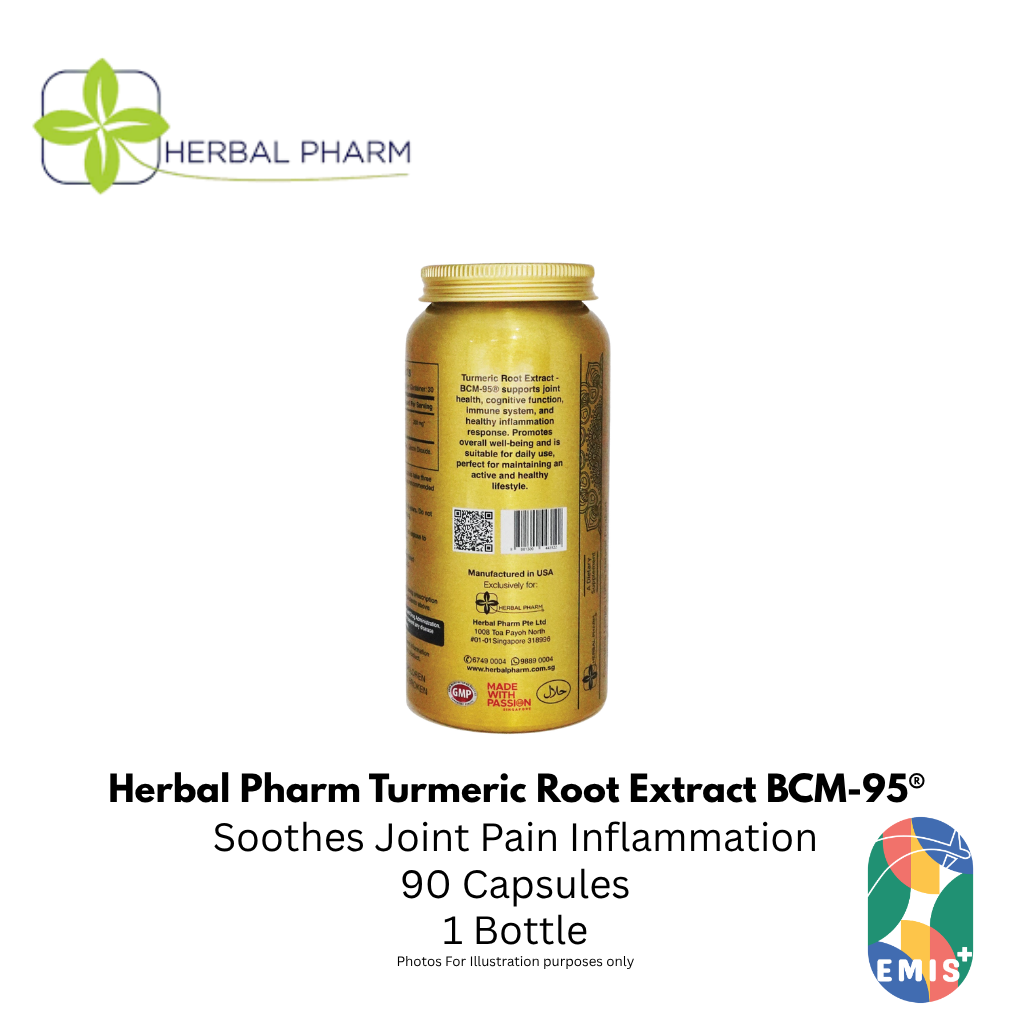 Herbal Pharm BCM-95® Turmeric Root Extract - 90 V-Capsules for Joint & Immune Support product image 3 – EMIS+ Singapore