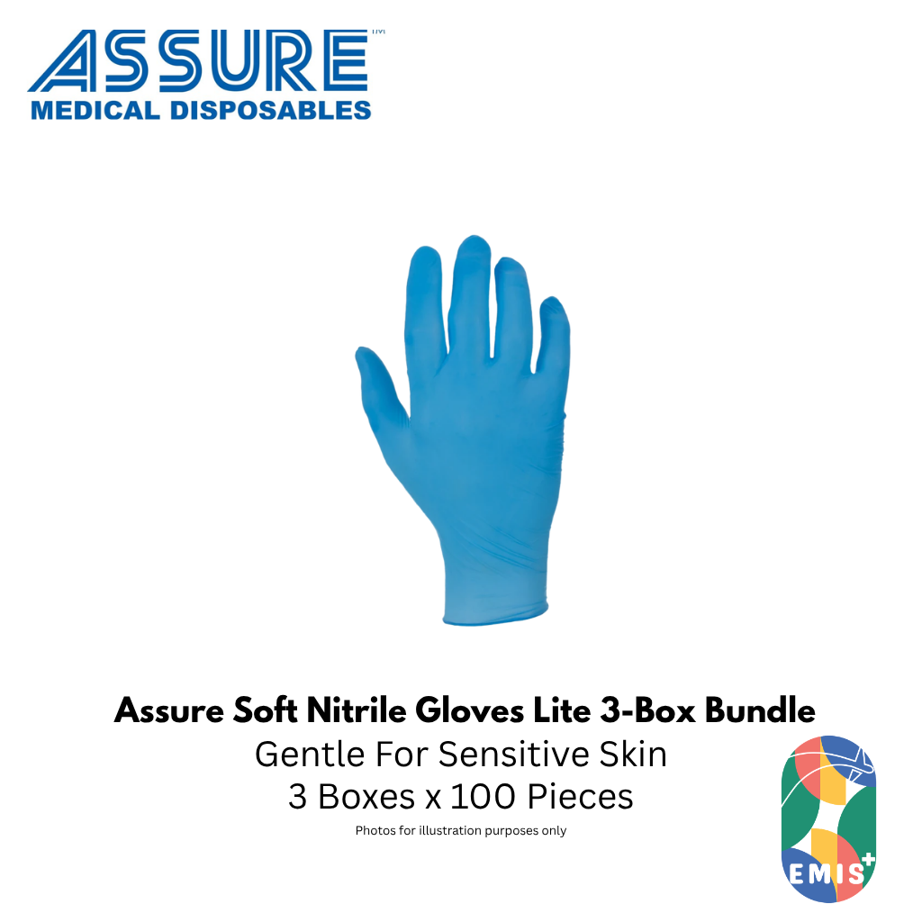 Bundle of 3 Assure Soft Nitrile Gloves Lite Powder Free Blue 100 Pcs per Box (image 2)
