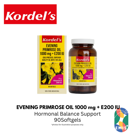 KORDEL’S EVENING PRIMROSE OIL 1000 mg + E200 IU | EMIS+ Singapore medical supplies