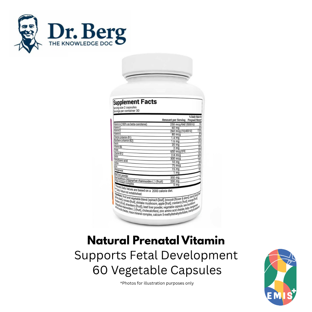 Dr Berg Natural Prenatal Vitamin with Folate & Omegas - Essential Support for Mom & Baby