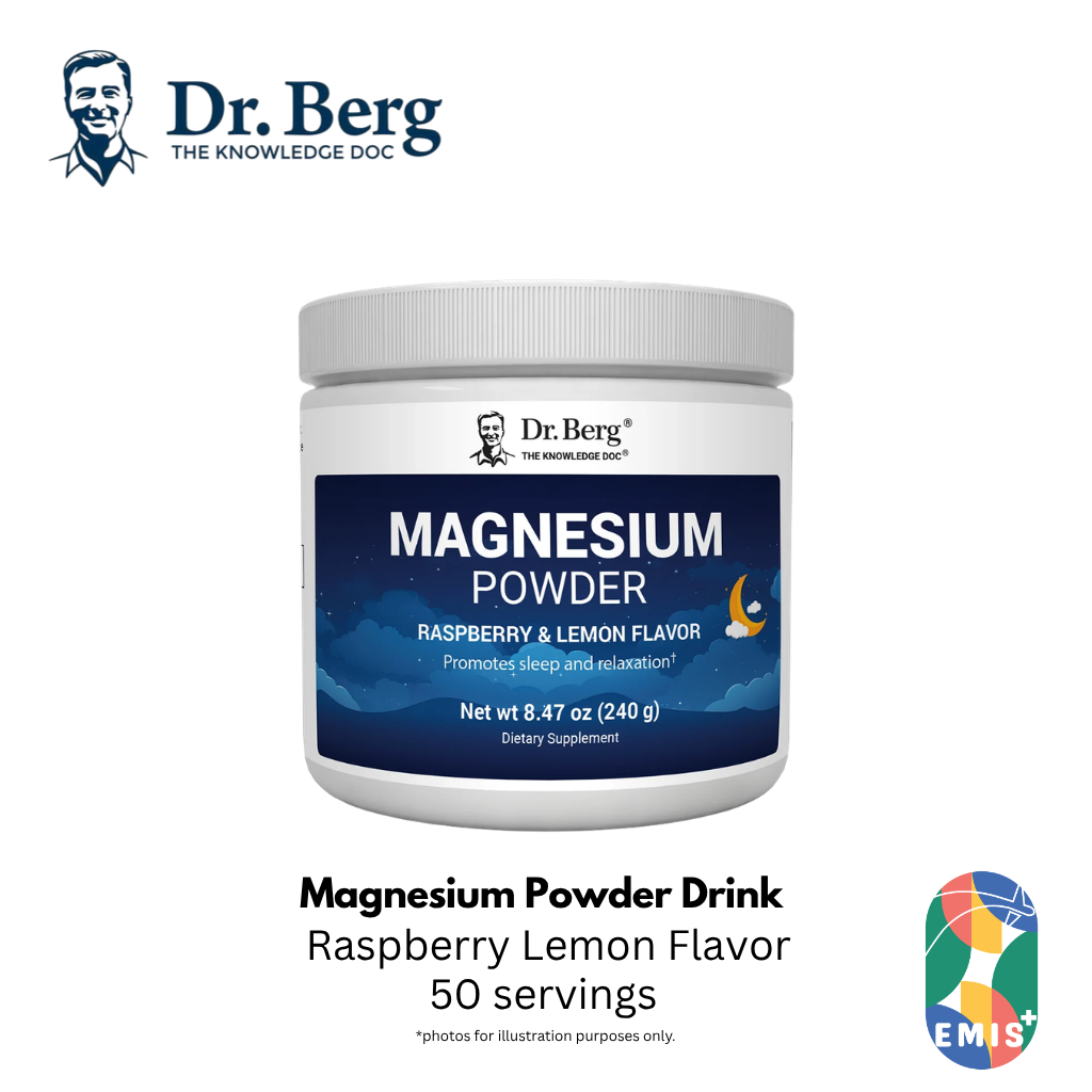 Dr. Berg Magnesium Glycinate Powder - Raspberry Lemon Flavor - 50 Servings for Relaxation & Sleep Support — buy online at EMIS+ Singapore