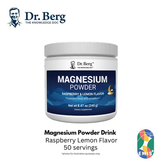 Dr. Berg Magnesium Glycinate Powder - Raspberry Lemon Flavor - 50 Servings for Relaxation & Sleep Support — buy online at EMIS+ Singapore