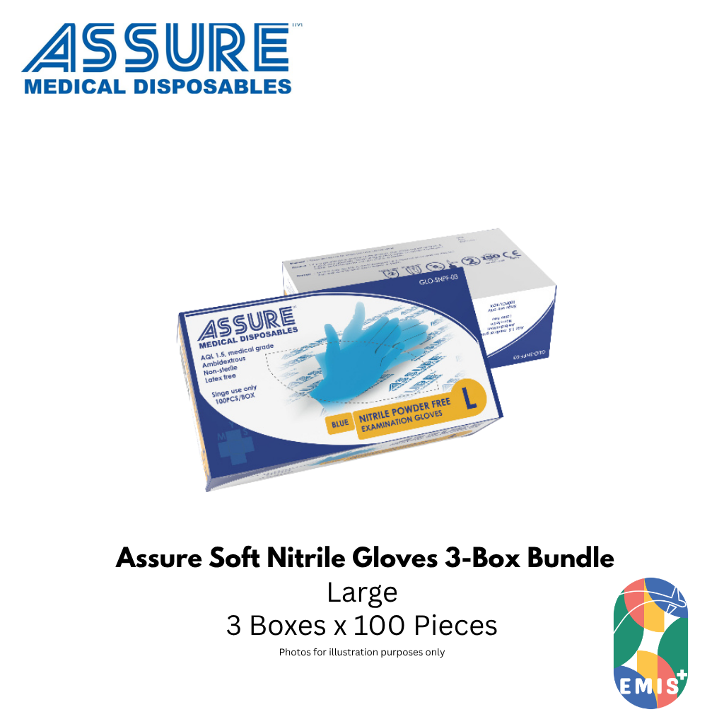 Bundle of 3 Assure Soft Nitrile Gloves Powder Free Blue 100 Pce/Box (image 4)