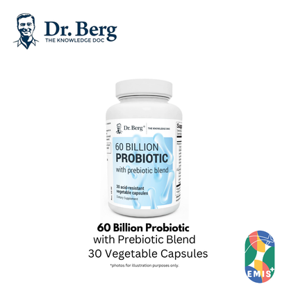 Dr. Berg Probiotics with Prebiotic Blend - Max Strength 60 Billion CFU - 30 Capsules – buy online from EMIS+ Singapore medical supplies