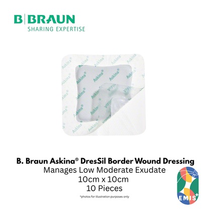 Bbraun Askina DresSil Border 10 x 10cm Silicone Foam Dressing for Exuding Wounds Box of 10 - view 2