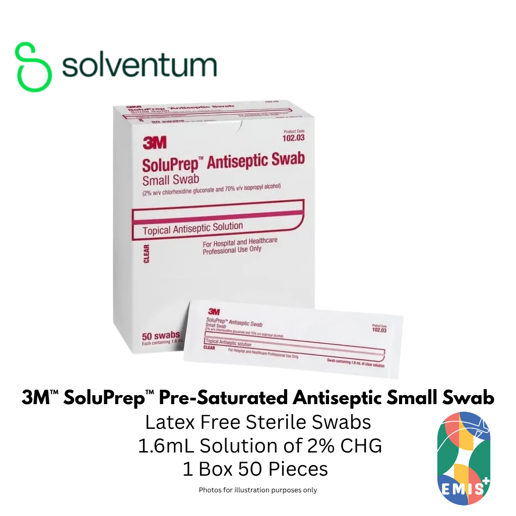 3M SoluPrep Small Swab 2% CHG / 70% IPA 1.6ml – Box of 50 – product image 1