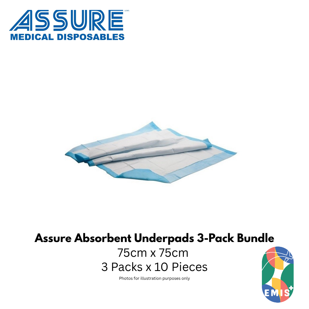 Bundle of 3 Assure Underpads 30" x 30" 75cm x 75cm 60G 10 Pce/Pkt (image 2)