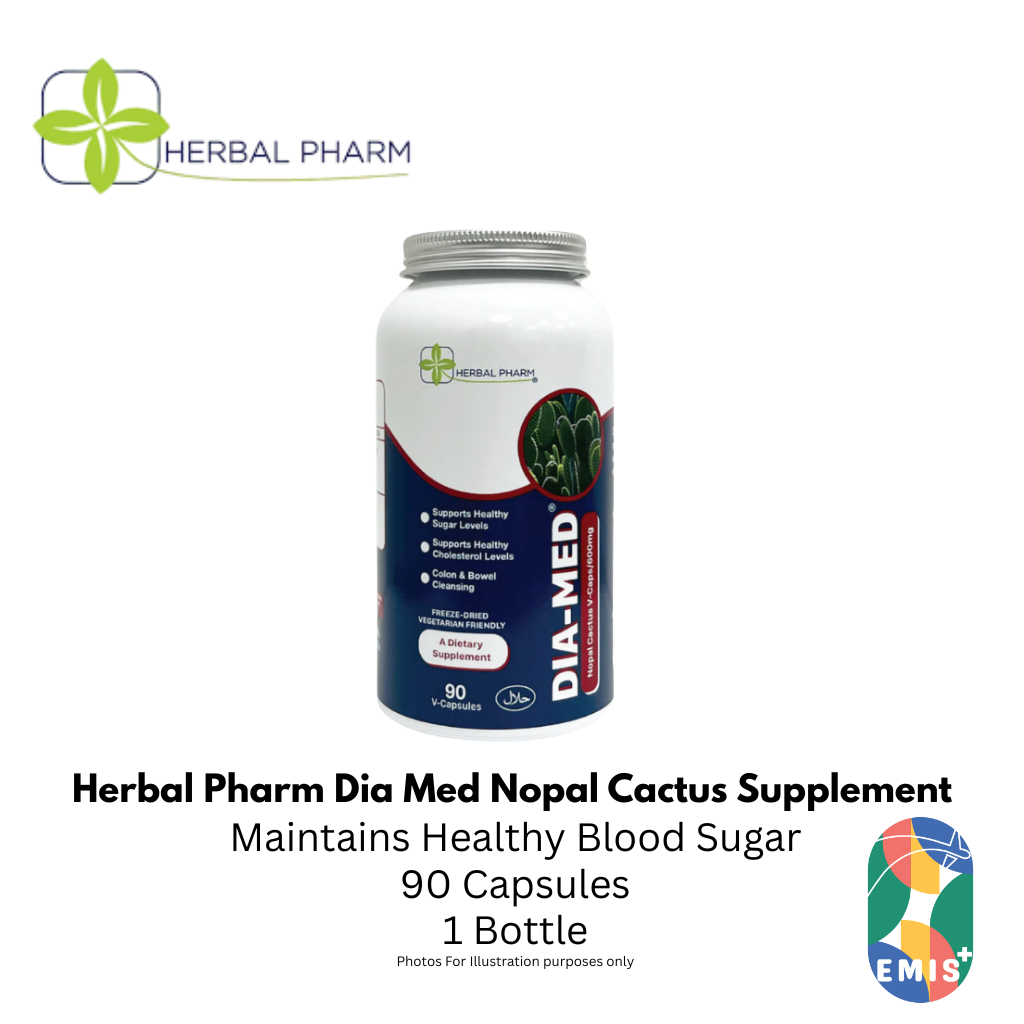 Herbal Pharm Dia Med Nopal Cactus 90 V Capsules Blood Sugar and Cholesterol Support Supple | Singapore | EMIS+