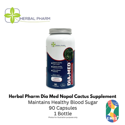 Herbal Pharm Dia Med Nopal Cactus 90 V Capsules Blood Sugar and Cholesterol Support Supple | Singapore | EMIS+