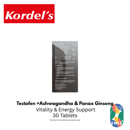 KORDEL’S TESTOFEN® PLUS ASHWAGANDHA AND PANAX GINSENG – product detail view 6 | EMIS+ Singapore medical supplies