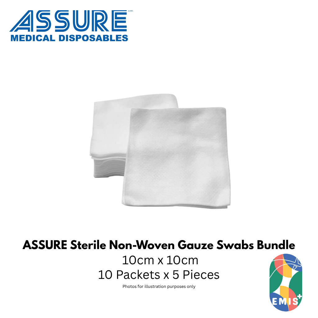 Bundle of 10 Assure Sterile Non-Woven Gauze Swab 10cm x 10cm 4-Ply 5 Pce/Pkt (image 2)