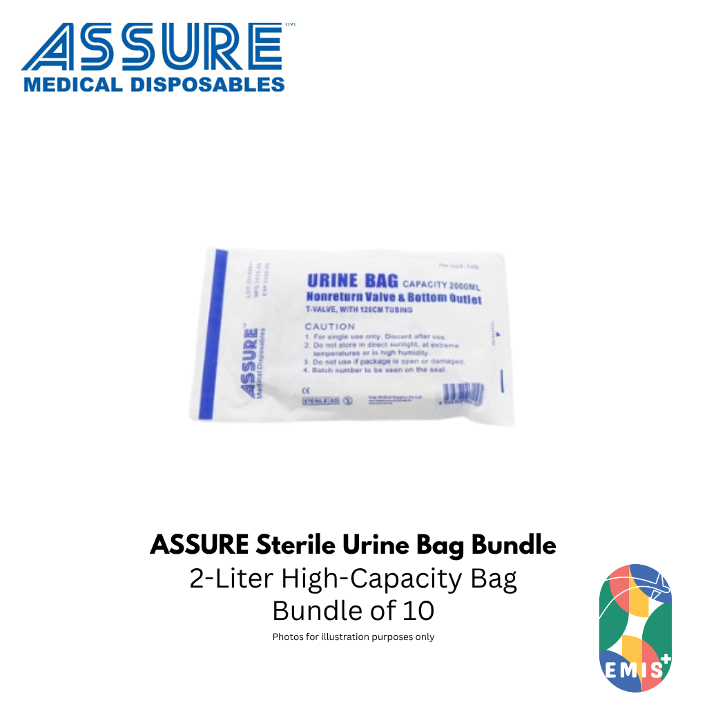 Bundle of 10 Assure Urine Bag Sterile 2L T-Outlet with 120cm Tubing (image 2)