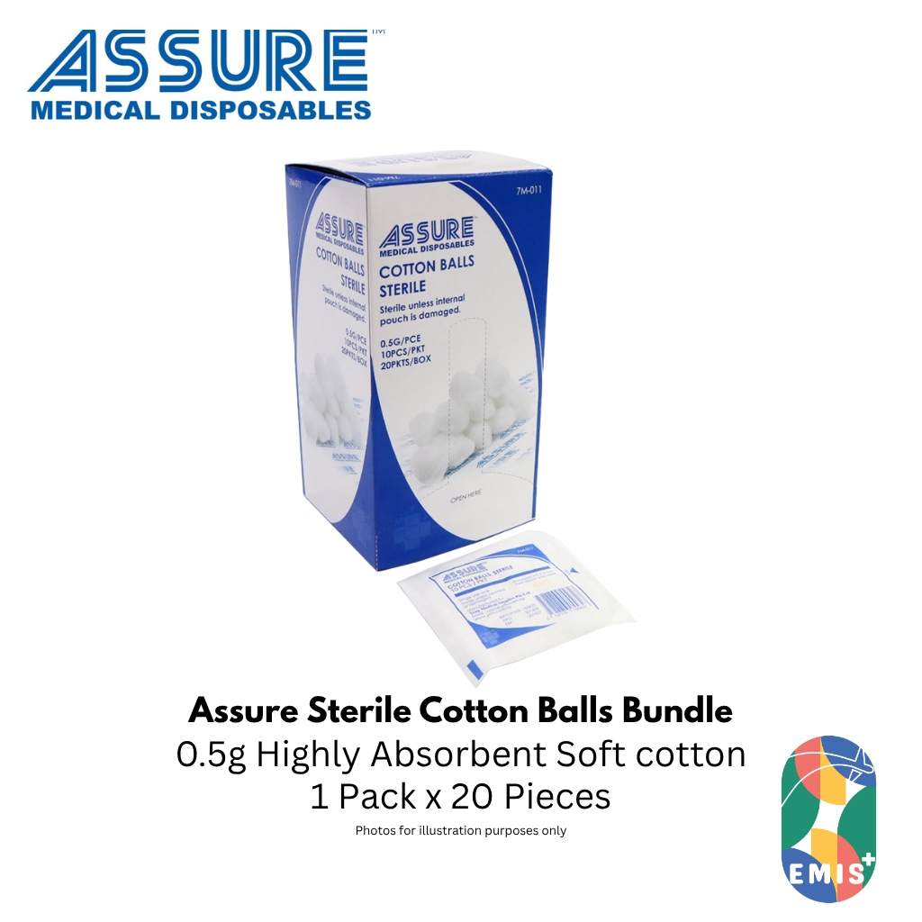 Bundle of 20 Assure Cotton Ball Sterile 0.5g