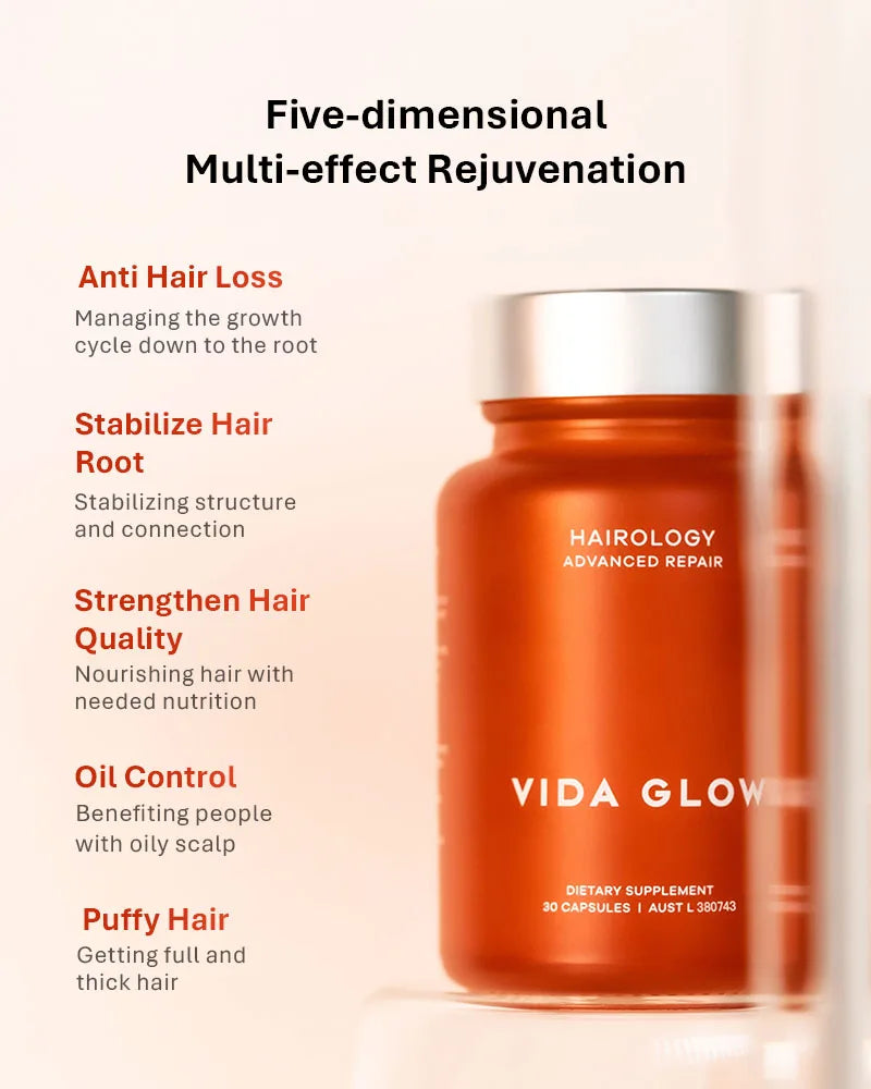 Vida Glow Hairology*30 capsules/bottle Buy 3 Free Marine Collagen 6 sachets