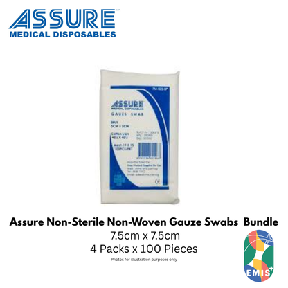Bundle of 4 Assure Gauze Swab Non-Woven Non-Sterile 7.5cm x 7.5cm 4-Ply 100pcs (image 2)
