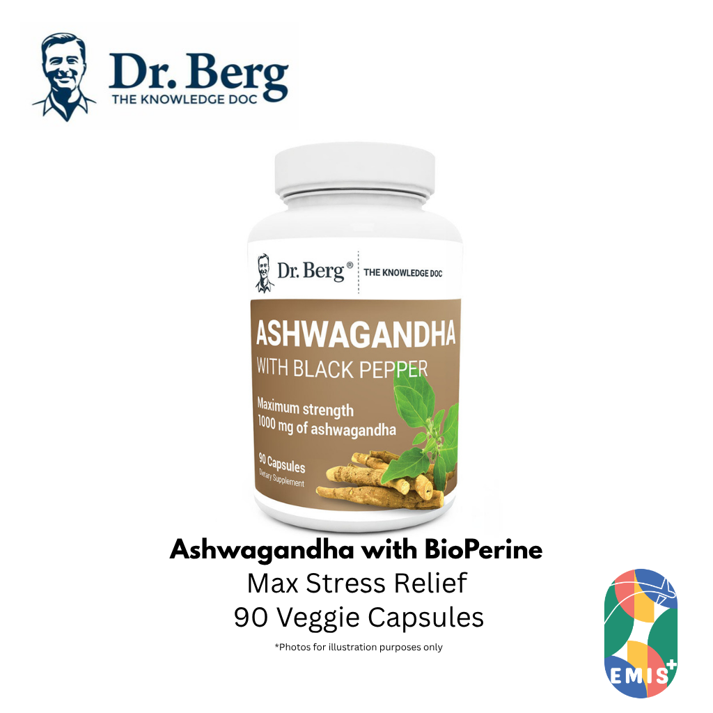 Dr. Berg Ashwagandha with BioPerine: Max Stress Relief (90 Veggie Capsules) – Buy in Singapore | EMIS+ Medical Supplies