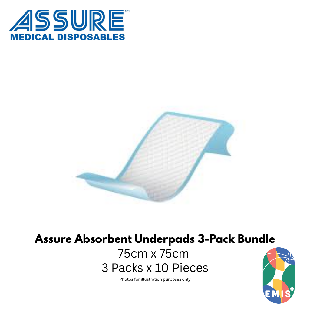 Bundle of 3 ASSURE Underpads 30" X 30" 75cm X 75cm 60G 10s Per Pack (image 3)