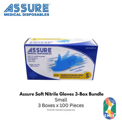 Bundle of 3 ASSURE Soft Nitrile Gloves Powder Free Blue 100 Pcs Per Box (image 4)