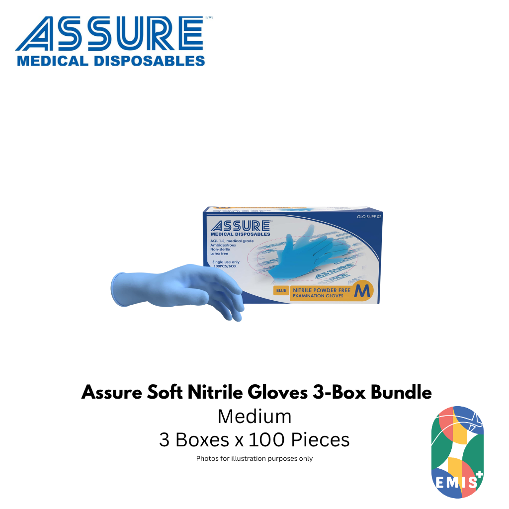 Bundle of 3 ASSURE Soft Nitrile Gloves Powder Free Blue 100 Pcs Per Box (image 5)