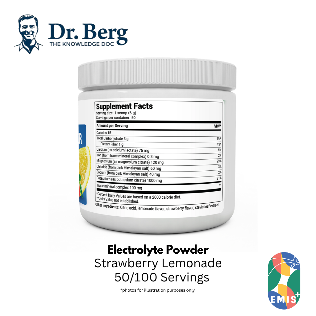 Dr. Berg Electrolyte Powder with 1000 mg of Potassium and Magnesium - Ultimate Hydration Support