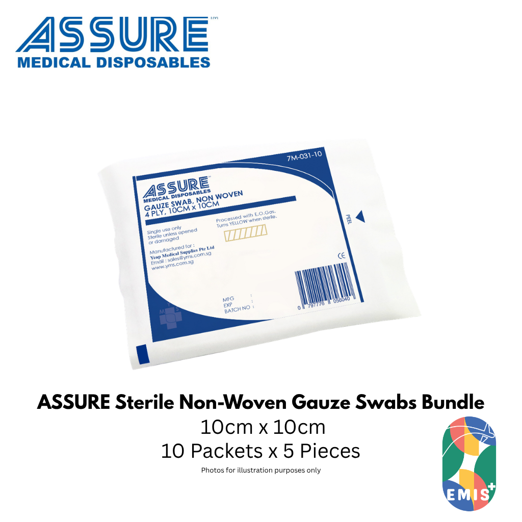 Bundle of 10 ASSURE Sterile Non Woven Gauze Swab 10cm x 10cm 4 Ply 5 Pcs Per Pack (image 3)