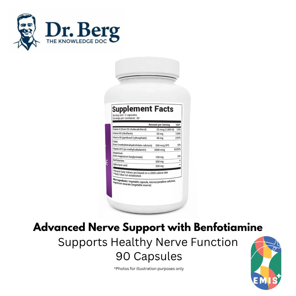 Dr Berg Advanced Nerve Support with Benfotiamine - 90 Capsules for Healthy Nerves – Buy in Singapore | EMIS+ Medical Supplies