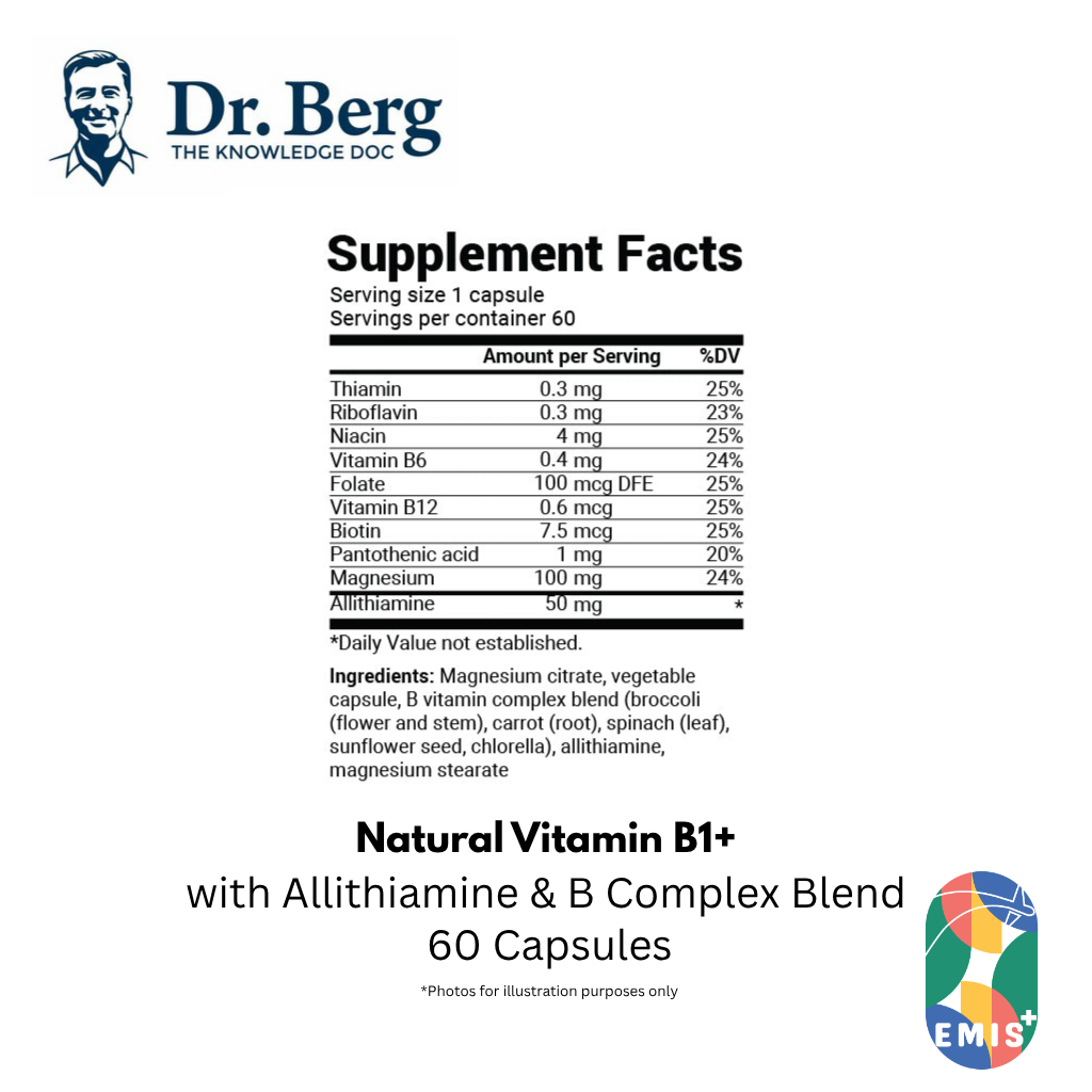 Dr. Berg Natural Vitamin B1+ with Allithiamine & B Complex Blend - 60 Capsules – Buy in Singapore | EMIS+ Medical Supplies
