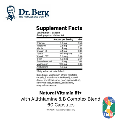 Dr. Berg Natural Vitamin B1+ with Allithiamine & B Complex Blend - 60 Capsules – Buy in Singapore | EMIS+ Medical Supplies